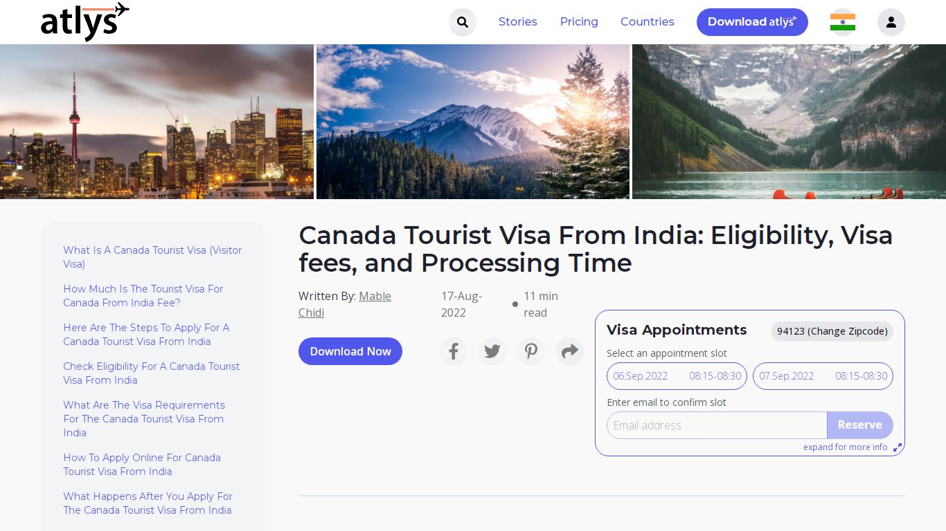 Canada Tourist Visa From India: Eligibility, Visa fees, and Processing Time